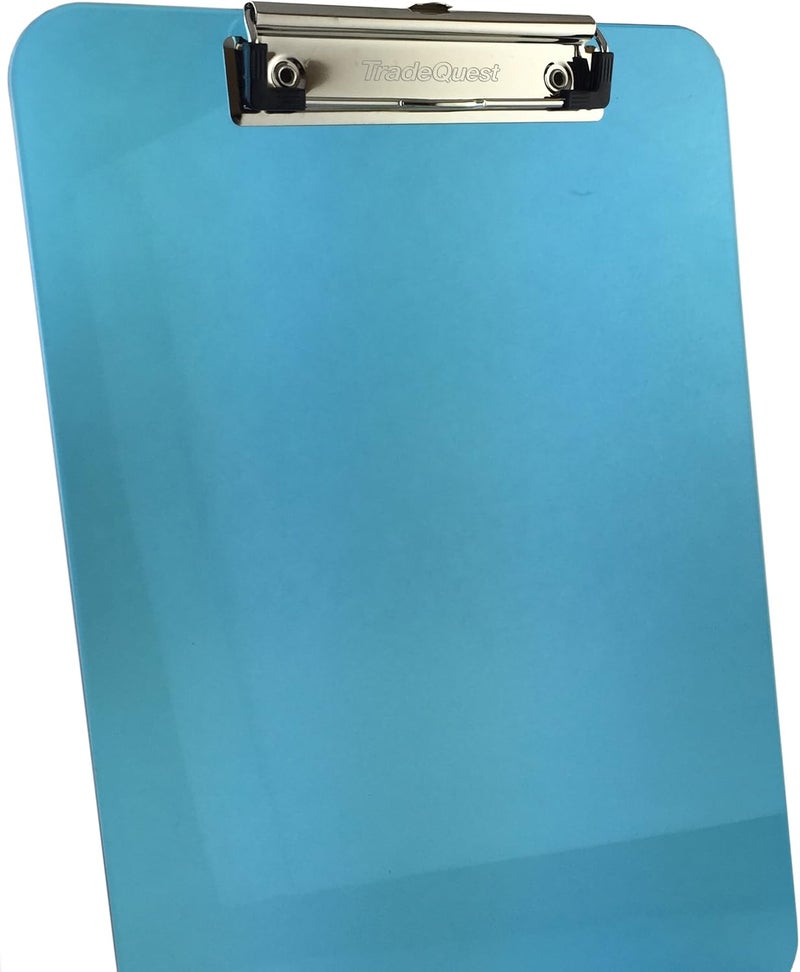 Trade Quest Plastic Clipboard Transparent Color Letter Size Low Profile Clip (Pack of 6) (Blue) - Image 2
